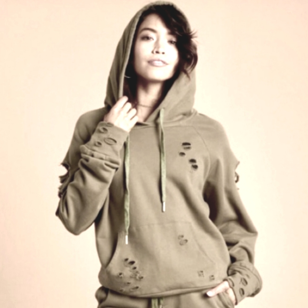 COTTON CANDY LA Distressed Hoodie, size M